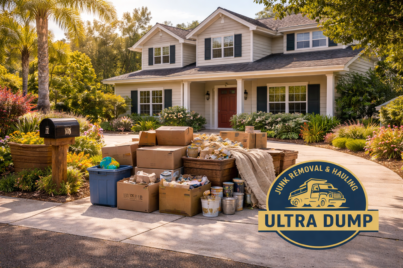Ultra Dump Junk Removal crew ready for a job in Orange County